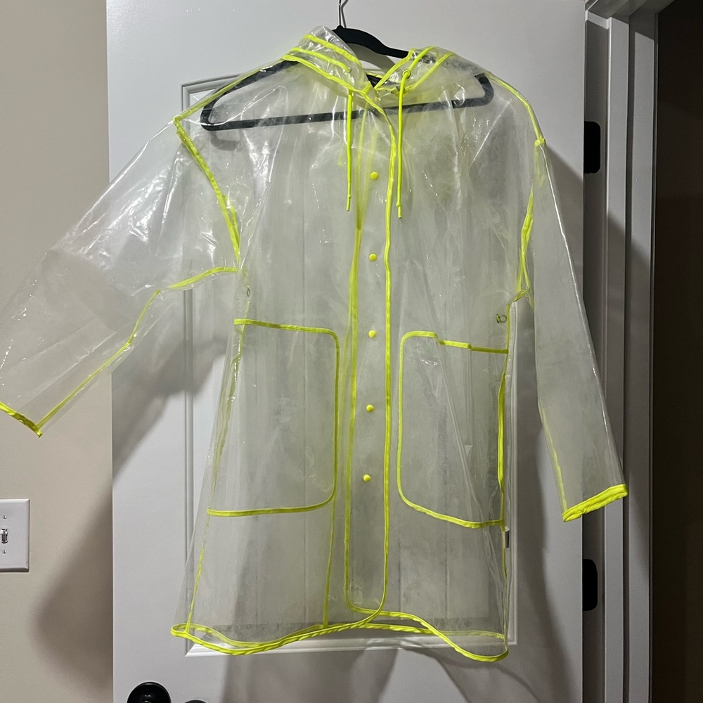 clear and yellow raincoat